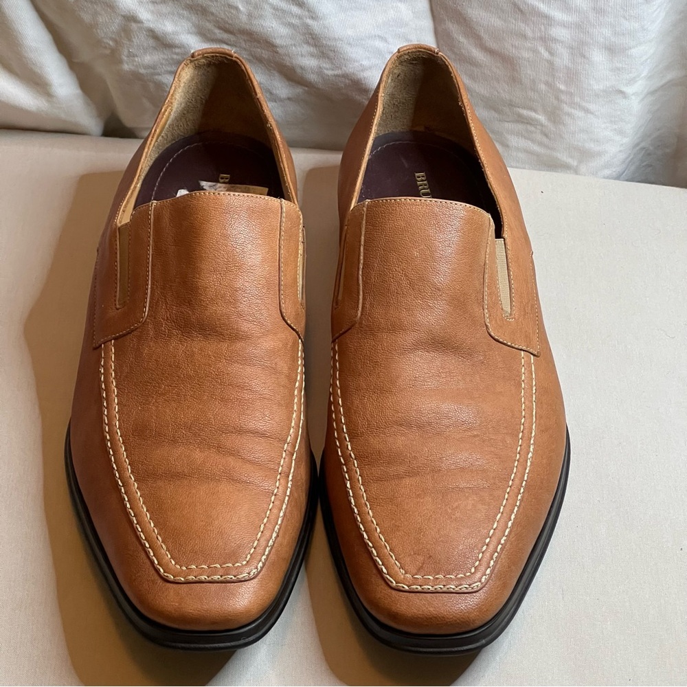 Bruno Magli Raging Collection Made in Italy Tan Leather Loafers Sz 13 Summer - Picture 8 of 16